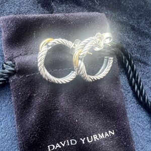 David Yurman Crossover Hoop Earrings in Silver with 18k gold